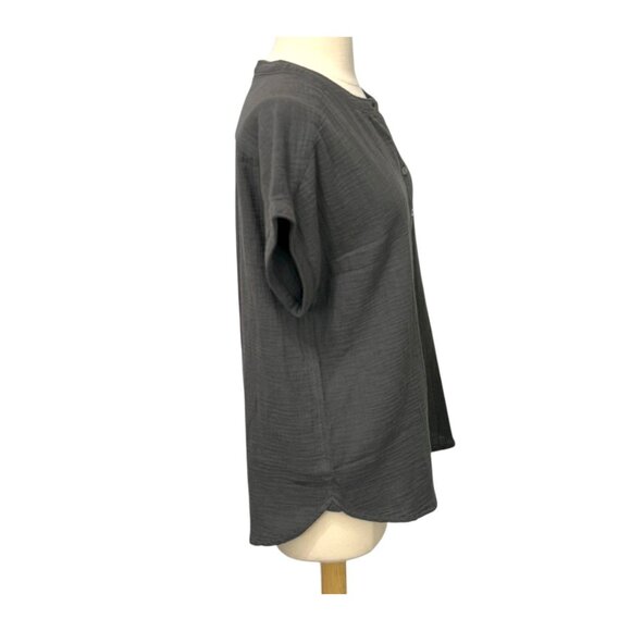 Faherty Dream Cotton Gauze Desmond Top Shirt Organic Cotton Gray Relaxed Size M - Picture 3 of 8